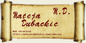 Mateja Dubačkić vizit kartica